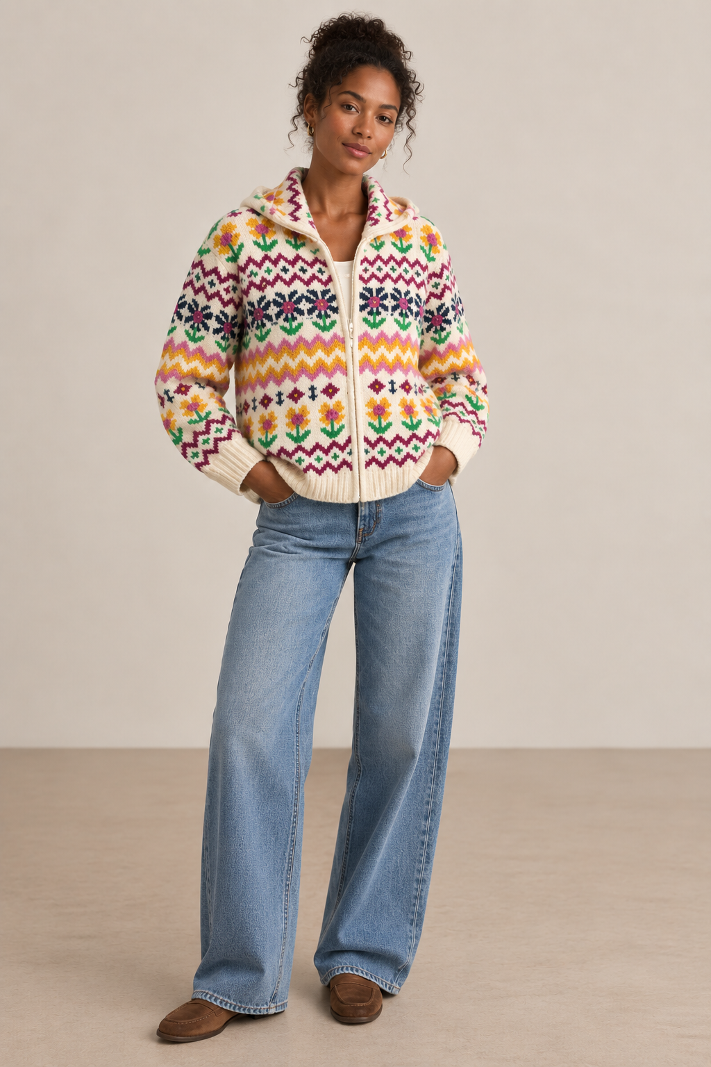 Artisan Hand Knit Merino Wool Jasmin Hoodie