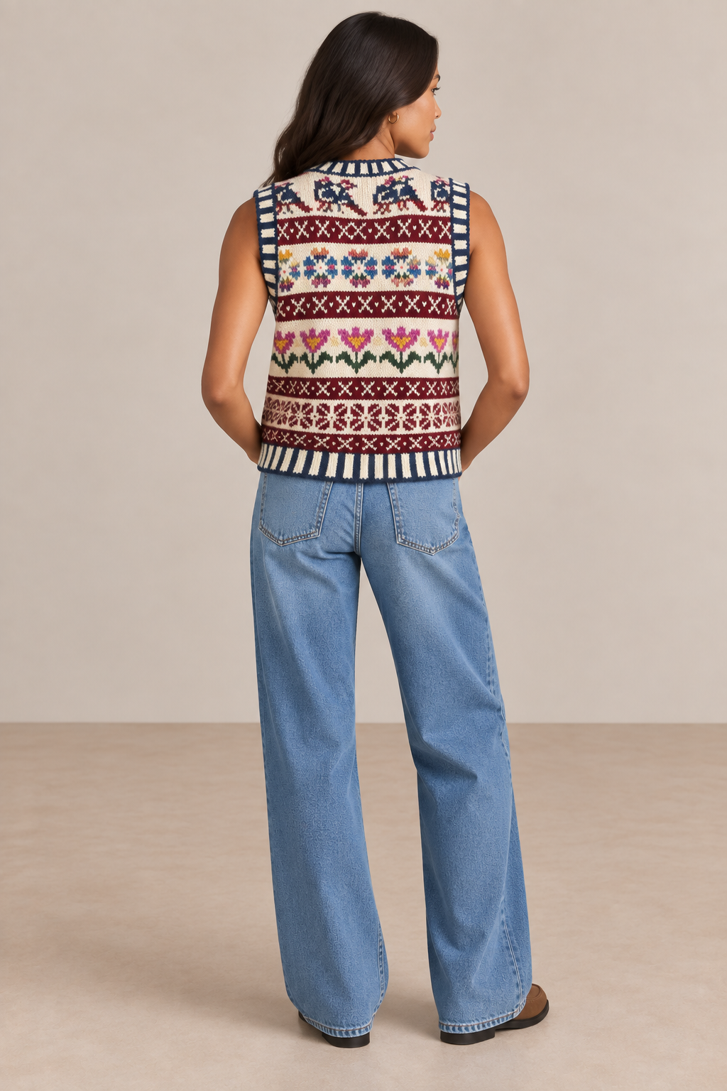 Artisan Hand Knit Merino Wool Bloom Vest
