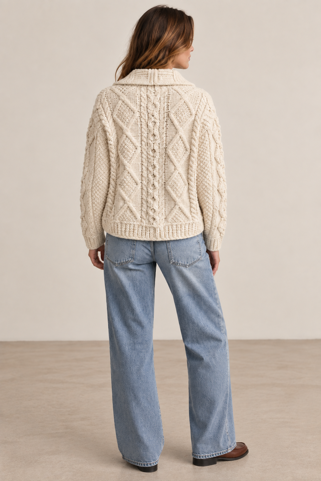 Artisan Hand Knit Merino Wool Sweater Cable Cardi
