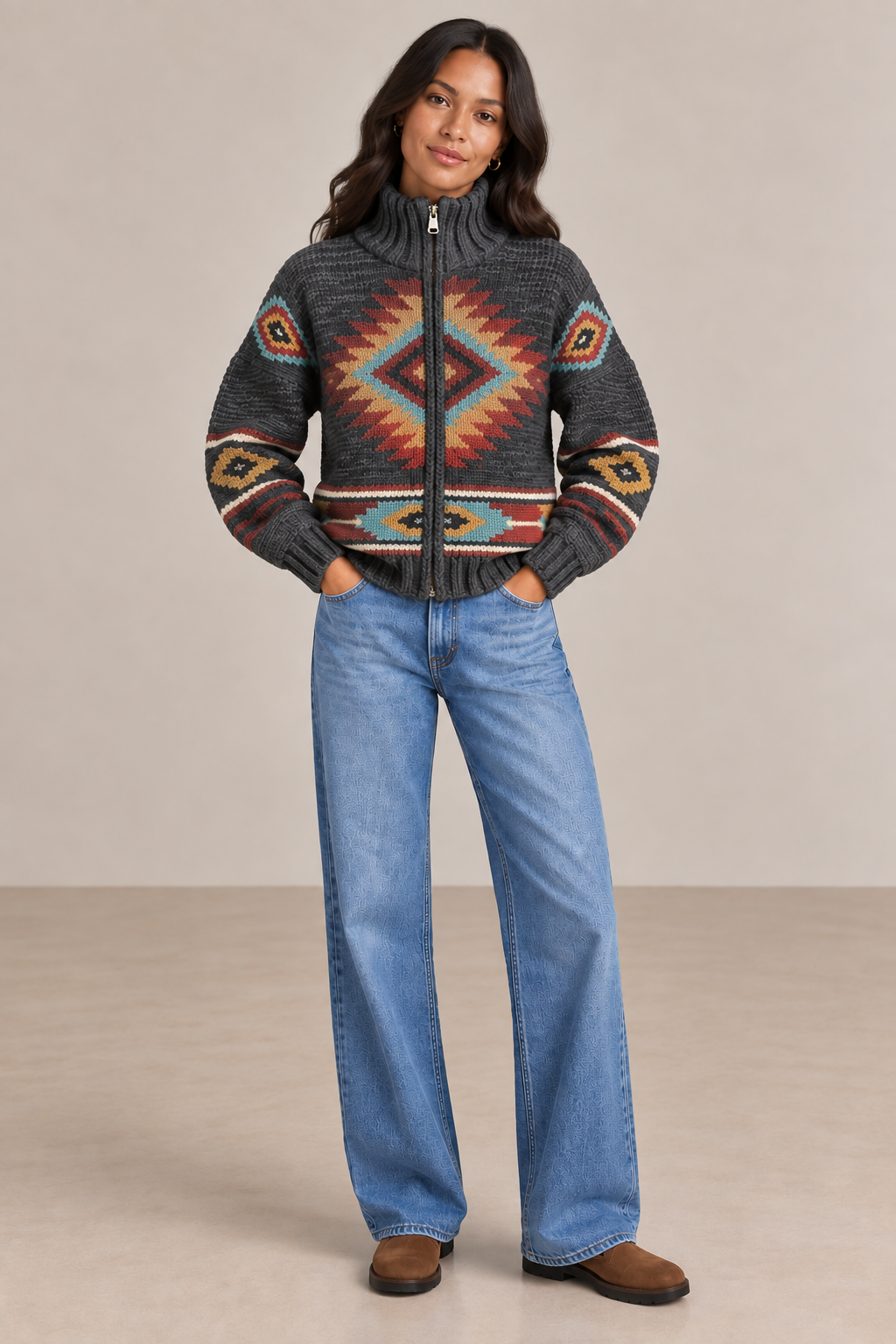 Artisan Hand Knit Merino Wool Totem Cardi