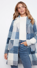 Charlie B Plaid Boucle Knit Tailored Collar Coat