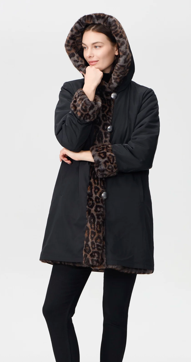 NiKKi Jones Reversible Printed Faux Fur Coat