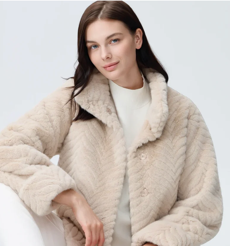 NiKKi Jones Swirl Pattern Faux Fur Jacket