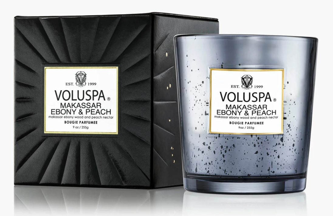 Voluspa Makassar Ebony & Peach Boxed Classic Glass Candle 9oz