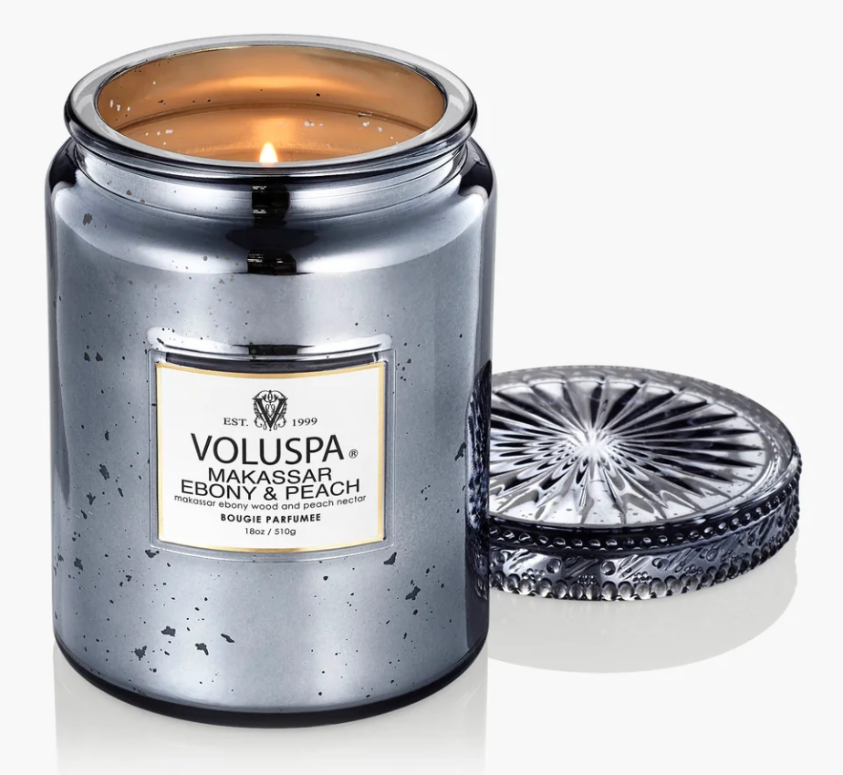 Voluspa Makassar Ebony & Peach Large 18oz Jar Candle